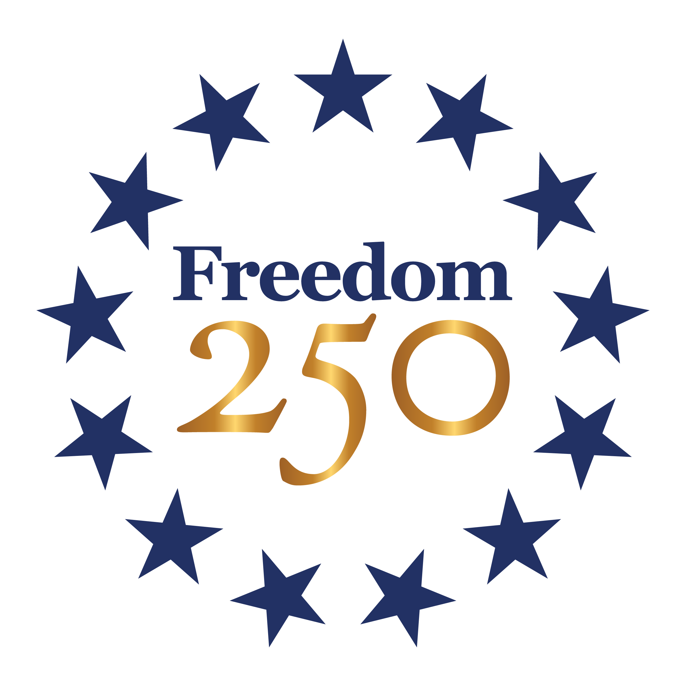 Freedom 250 Logo celebrating U.S. 250 year anniversary
